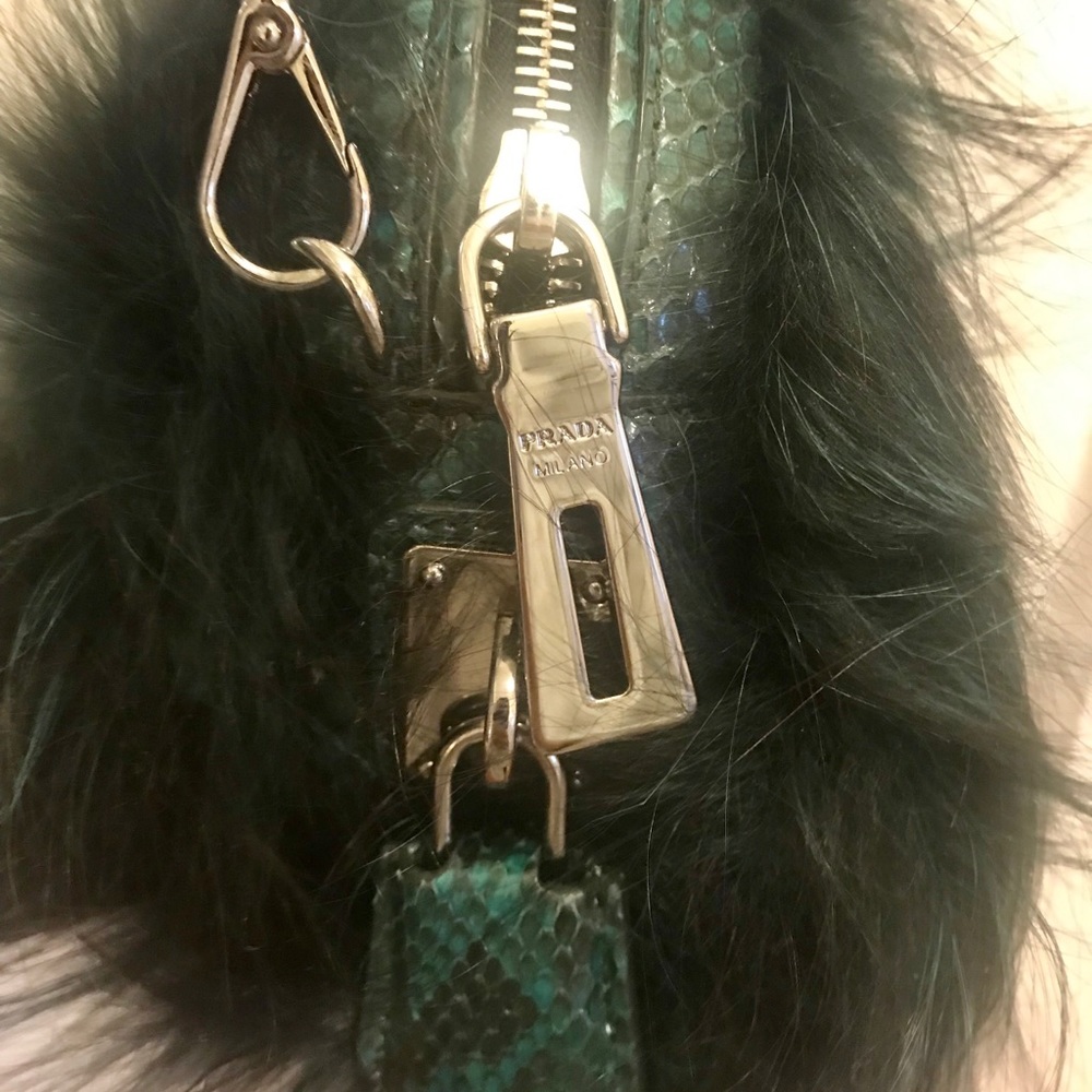 Prada Fox Fur And Python Trim Handbag - image 3